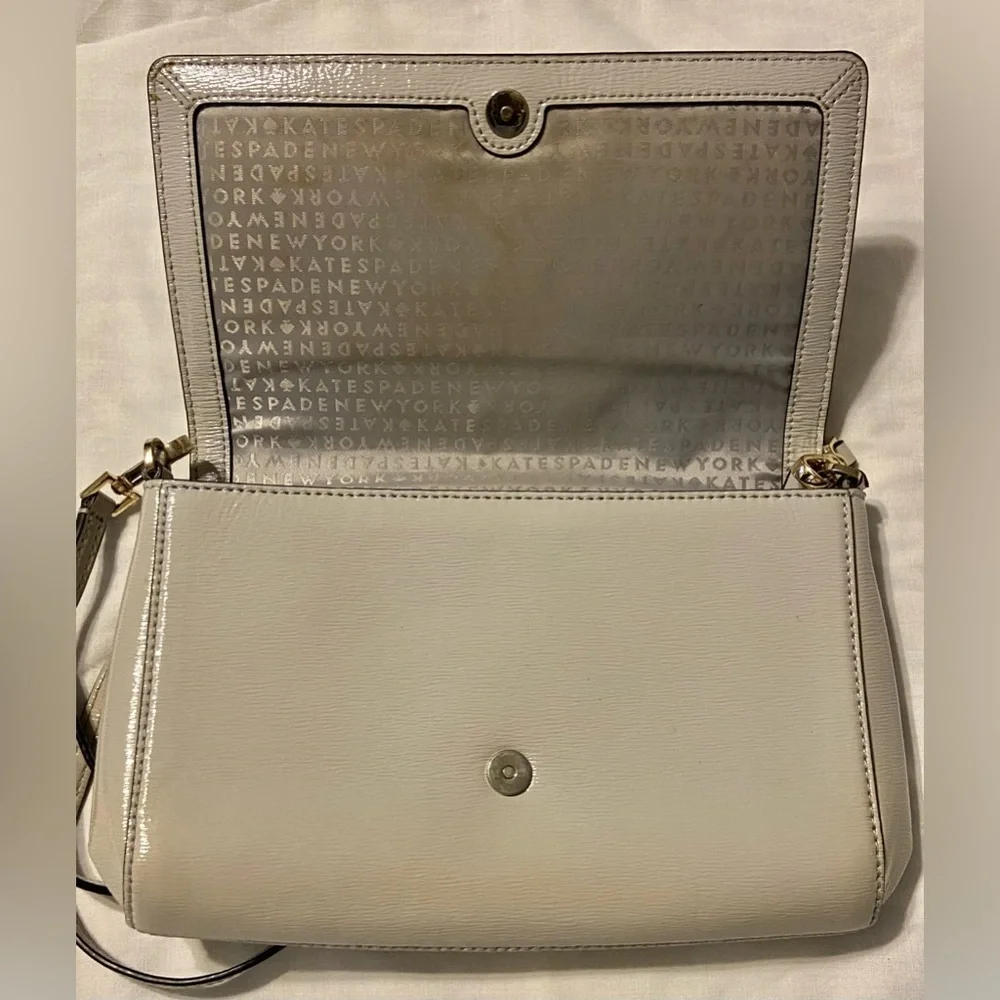 Kate Spade New York Womens Taupe Ivory Leather Detachable Strap Crossbody Bag